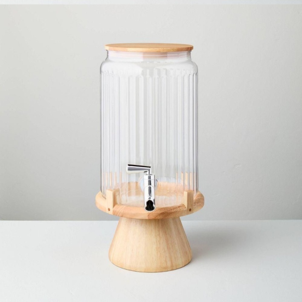 NWT Hearth and Hand Acrylic 7.7L Wood and acrylic plastic Beverage Dispenser